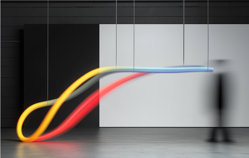 Modern office with colorful dashboard lines for Budget dashboard